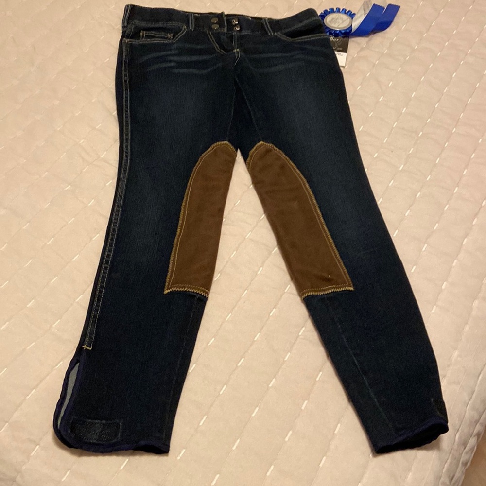 Goode Rider denim knee patch riding breeches, sz 28R